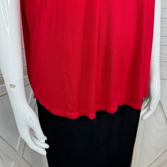 Bobeau Ladder Cutouts Short Sleeve T Shirt Red Small Cold Shoulder - Picture 6 of 12